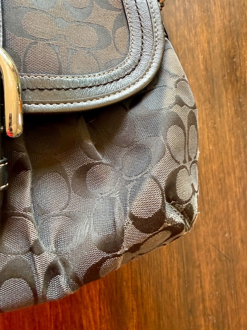 Coach Women's Soho Signature Buckle Flap Shoulder Bag - Black - F15203 - Picture 11 of 14